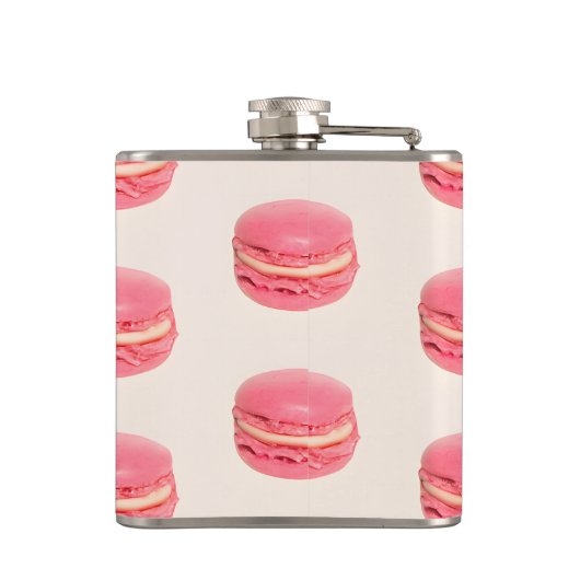 Personalized Pastel Chic Pink Macaron Pattern フラスク (裏面)