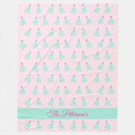 Personalized Pastel Christmas Throw Blanket フリースブランケット