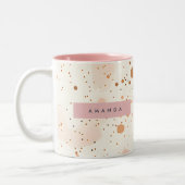Personalized Pastel Confetti Dot Style ツートーンマグカップ (左)