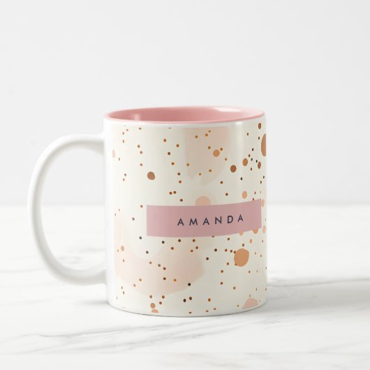 Personalized Pastel Confetti Dot Style ツートーンマグカップ (左)