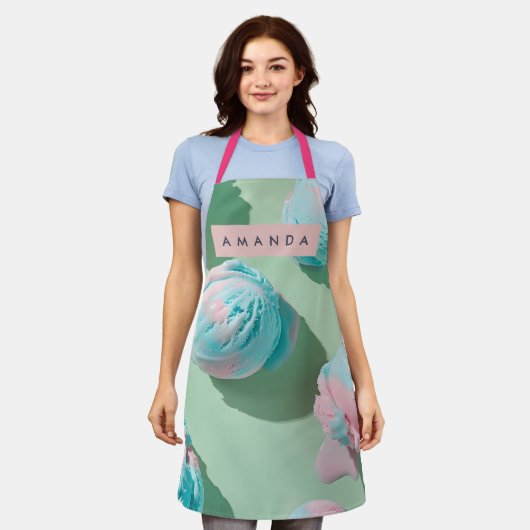 Personalized Pastel Cotton Candy Dream Aesthetic エプロン (着用した状態)
