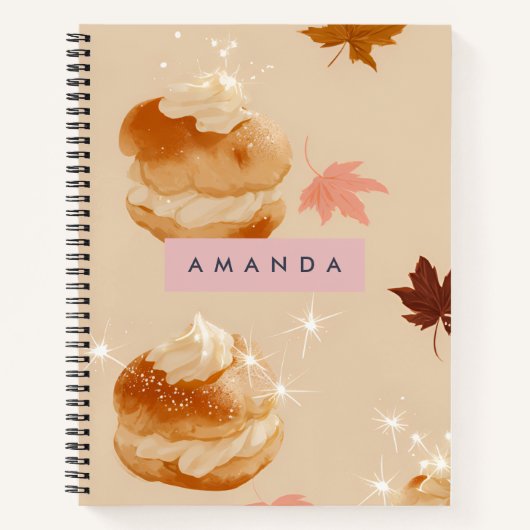 Personalized Pastel Cream Puff Pastry Pattern ノートブック (正面)
