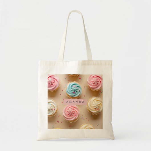 Personalized Pastel Cupcake Sprinkle トートバッグ (正面)
