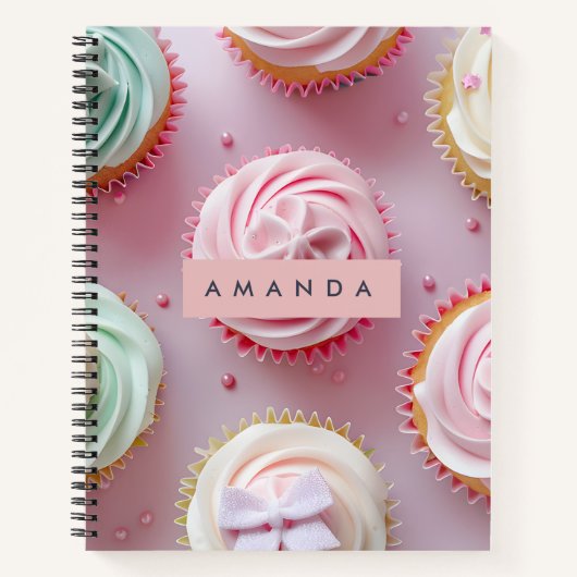 Personalized Pastel Cupcake Swirl ノートブック (正面)