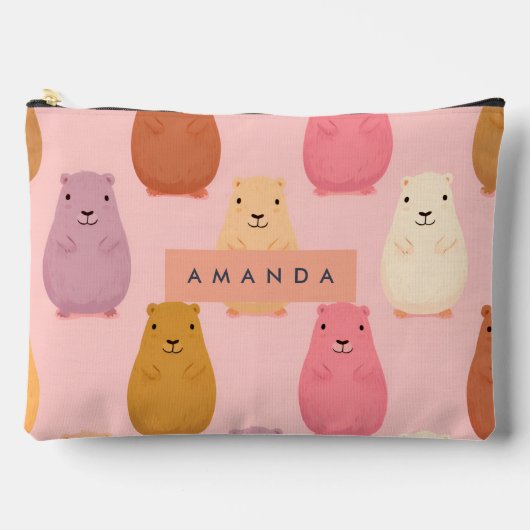 Personalized Pastel Cute Capybara Pattern  アクセサリーポーチ (正面)
