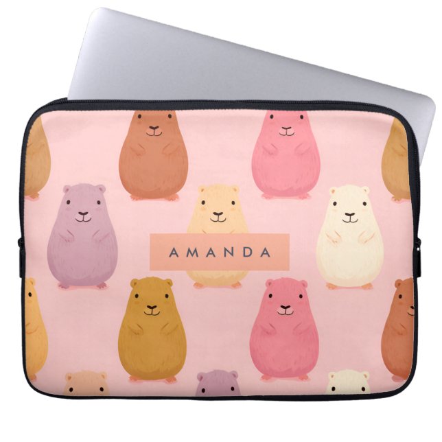 Personalized Pastel Cute Capybara Pattern  ラップトップスリーブ (正面)