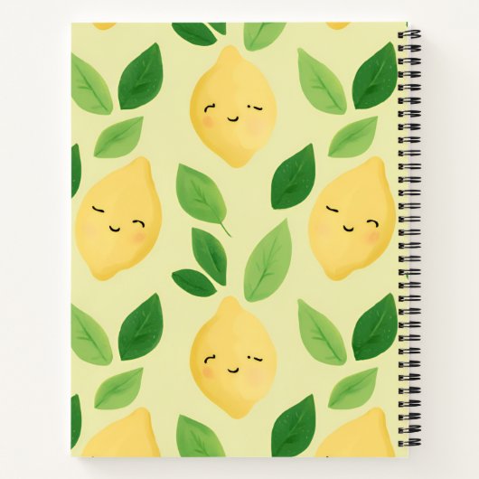 Personalized Pastel Cute Smiling Lemon Pattern  ノートブック (裏面)