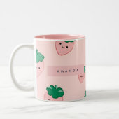 Personalized Pastel Cute Strawberry Pattern  ツートーンマグカップ (左)