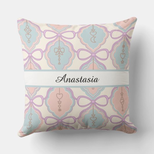 Personalized Pastel Decorative Girly Pink and Blue クッション (裏面)