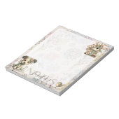 Personalized Pastel Dog & Floral Birdhouse Spring ノートパッド (回転)