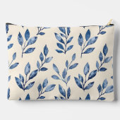 Personalized Pastel Elegant Blue Leaf アクセサリーポーチ (裏面)