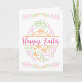 Personalized Pastel Floral Easter Egg Happy Easter カード (正面)