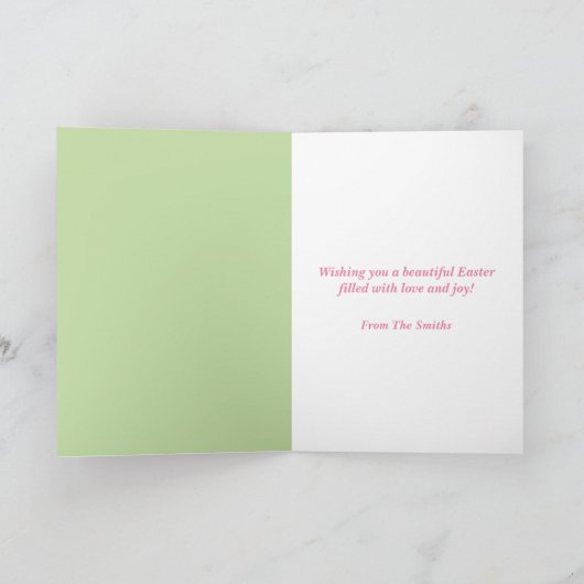 Personalized Pastel Floral Easter Egg Happy Easter カード (内部)