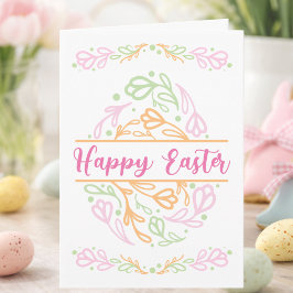 Personalized Pastel Floral Easter Egg Happy Easter カード