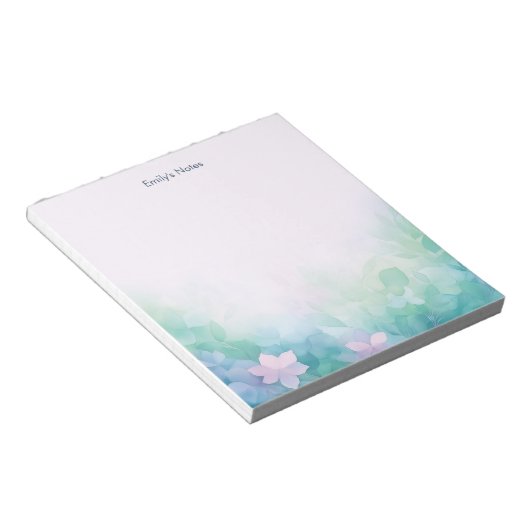 Personalized Pastel Floral Notepad ノートパッド (アングル)
