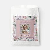 Personalized Pastel Floral Photo Kids Birthday フェイバーバッグ (正面)