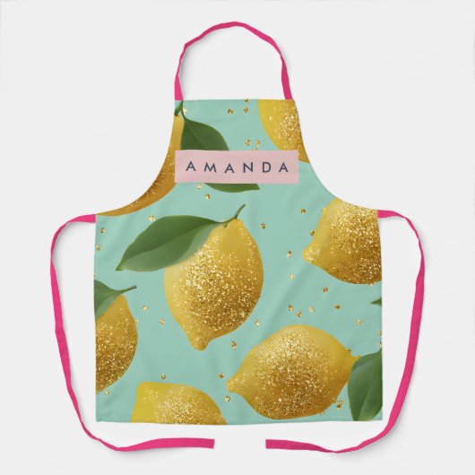 Personalized Pastel Glitter Lemon Style エプロン (正面)