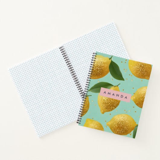 Personalized Pastel Glitter Lemon Style ノートブック (内部)