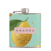 Personalized Pastel Glitter Lemon Style フラスク (正面)