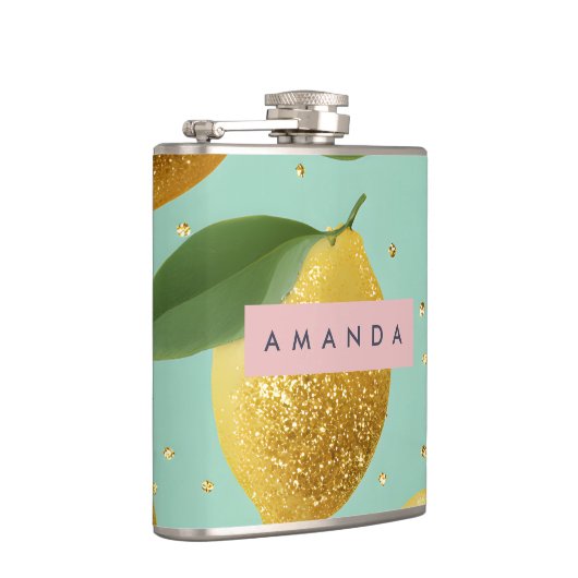 Personalized Pastel Glitter Lemon Style フラスク (右)