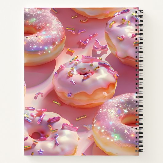 Personalized Pastel Glittering Pink Donut Dream ノートブック (裏面)