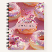 Personalized Pastel Glittering Pink Donut Dream ノートブック (正面)