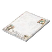 Personalized Pastel Gnome & Mushroom Floral Spring ノートパッド (回転)