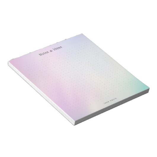 Personalized Pastel Gradient aesthetic dot Grid ノートパッド (アングル)