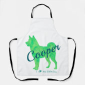 Personalized Pastel Green Color Shiba Inu Dog 柴犬 エプロン (正面)