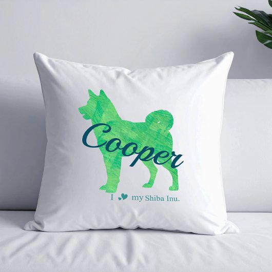 Personalized Pastel Green Color Shiba Inu Dog 柴犬 クッション
