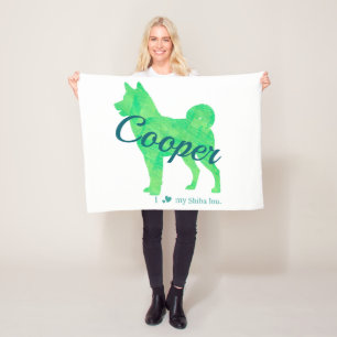 Personalized Pastel Green Color Shiba Inu Dog 柴犬 フリースブランケット