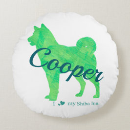 Personalized Pastel Green Color Shiba Inu Dog 柴犬 ラウンドクッション