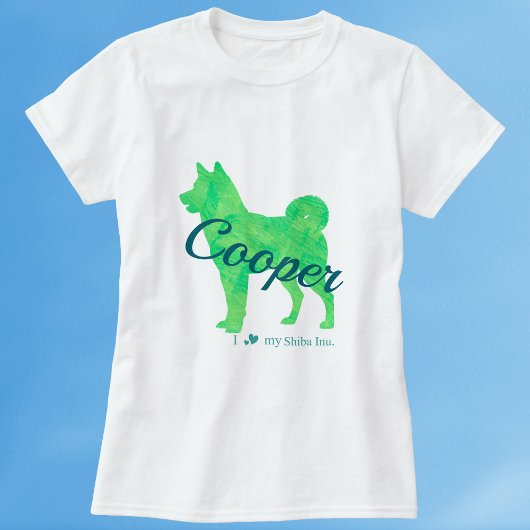 Personalized Pastel Green Color Shiba Inu Dog 柴犬 Tシャツ