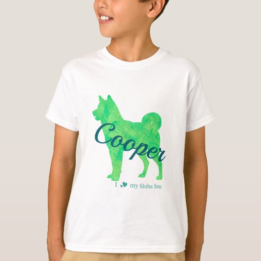 Personalized Pastel Green Color Shiba Inu Dog 柴犬 Tシャツ (正面)