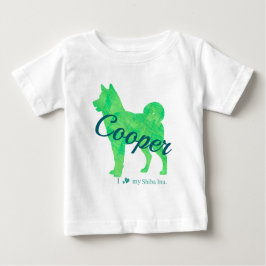 Personalized Pastel Green Shiba Inu T-Shirt 柴犬 ベビーTシャツ