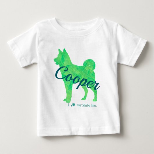 Personalized Pastel Green Shiba Inu T-Shirt 柴犬 ベビーTシャツ (正面)