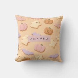 Personalized Pastel Halloween Cookie Ghost Bat クッション