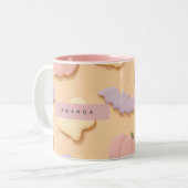 Personalized Pastel Halloween Cookie Ghost Bat ツートーンマグカップ (正面左)