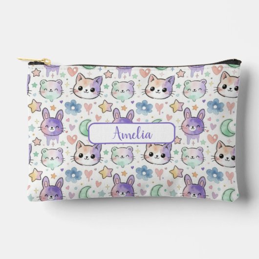 Personalized Pastel Kawaii Animal Accessory Pouch アクセサリーポーチ (正面)