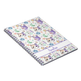 Personalized Pastel Kawaii Animal Notebook ノートブック