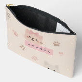 Personalized Pastel Kawaii Cat Face Pattern アクセサリーポーチ (見開き)