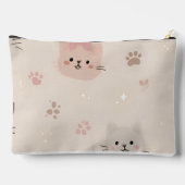 Personalized Pastel Kawaii Cat Face Pattern アクセサリーポーチ (裏面)