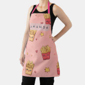 Personalized Pastel Kawaii French Fries Pattern エプロン (インサイチュ)