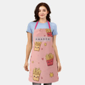 Personalized Pastel Kawaii French Fries Pattern エプロン (着用した状態)