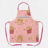 Personalized Pastel Kawaii French Fries Pattern エプロン (正面)