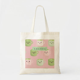 Personalized Pastel Kawaii Matcha Tea Pattern トートバッグ