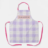 Personalized Pastel Lavender Gingham Plaid エプロン (正面)