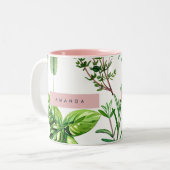 Personalized Pastel Lush Garden Herbs ツートーンマグカップ (正面左)
