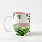 Personalized Pastel Lush Garden Herbs ツートーンマグカップ (左)