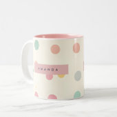 Personalized Pastel Macaron Polka Dot  ツートーンマグカップ (正面左)